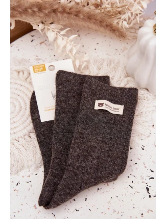 Teplé vlněné dámské ponožky s výšivkou tmavě hnědé Teplé vlněné dámské ponožky s výšivkou tmavě hnědé
