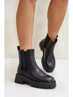 Dámské kožené zateplené kotníkové boty Big Star Chelsea - černé Dámské kožené zateplené kotníkové boty Big Star Chelsea - černé