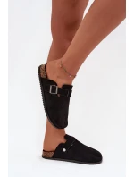 Dámské pantofle na korkové platformě s přezkou Big Star – černé