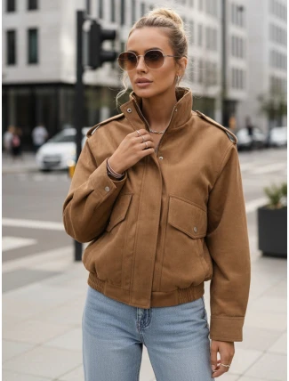 Dámská semišová velbloudí bunda typu bomber FashionStreet TY5572