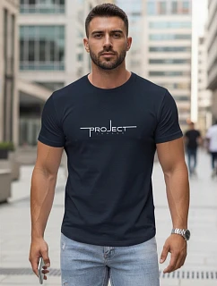Pánské bavlněné tričko s nápisem Project London, tmavě modré, FashionStreet NX5127R