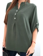 Halenka s delší zadní částí tmavé khaki