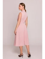 S409 Košilové šaty ve fitted střihu - pudrové S409 Košilové šaty ve fitted střihu - pudrové