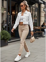 Dámské úzké push up džíny s páskem béžové FashionStreet UY2921