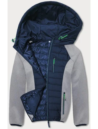 Tmavě modro-šedá sportovní pánská bunda z různých spojených materiálů (8M910-215) Tmavě modro-šedá sportovní pánská bunda z různých spojených materiálů (8M910-215)