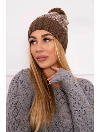 Čepice Paris fleece K213 hnědá+ecru Čepice Paris fleece K213 hnědá+ecru