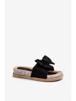 Dámské žabky na platformě s mašlí černé Aflia Dámské žabky na platformě s mašlí černé Aflia