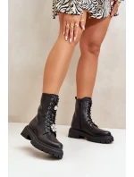 Dámské Eko Kožené Pracovní Boty S Připínáčky Černé Kristines