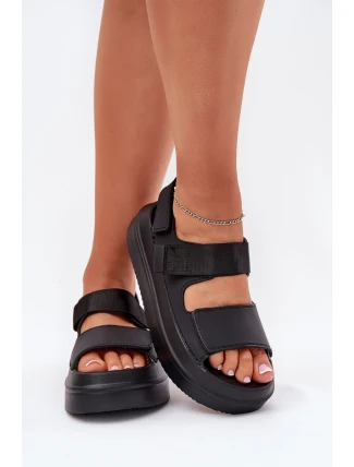 Dámské sandály na platformě se suchým zipem černé Nitepira