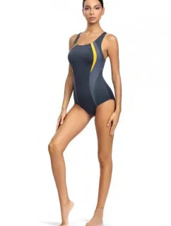 Dámské jednodílné plavky šedo-žluté S34A - Self