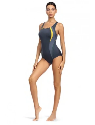 Dámské jednodílné plavky šedo-žluté S34A - Self Dámské jednodílné plavky šedo-žluté S34A - Self