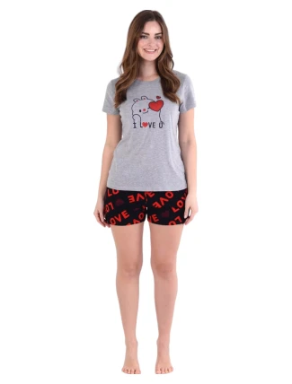 Dámské pyžamo 01/239 šedé s medvědem - Karol Dámské pyžamo 01/239 šedé s medvědem - Karol