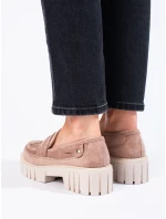 Jedinečné hnědé mokasíny dámské bez podpatku Jedinečné hnědé mokasíny dámské bez podpatku