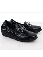 Dámské polobotky z lakované kůže na platformovém podpatku černé Rieker L5352-00