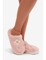 Dámské chlupaté papuče s květinami – růžové Selinne
