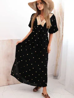 Dámské viskózové šaty se zavazováním na zádech černý