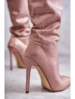 Módní kozačky na vysokém podpatku s kubickými zirkony růžove Lovisa Módní kozačky na vysokém podpatku s kubickými zirkony růžove Lovisa