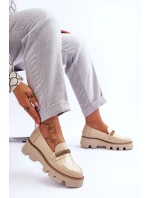 Módní mokasíny na platformě s ozdobou Laura Messi 2600 béžová