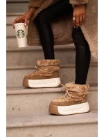 Kožené Dámské Sněhule Na Silné Podešvi S Kožešinou Big Star Hnědé