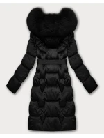 Černá dámská zimní bunda s páskem S'West (B8305-1)