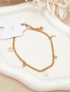 Zlatý náramek na nohu s přívěsky