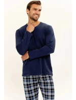 Pánské pyžamo Darren 3294 Tmavě modrá / světle modrá vzor - Taro Pánské pyžamo Darren 3294 Tmavě modrá / světle modrá vzor - Taro
