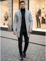 Pánský jednořadový kabát šedý FashionStreet CX0428 Pánský jednořadový kabát šedý FashionStreet CX0428
