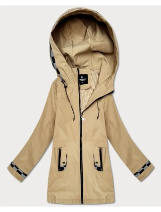 Lekko ocieplana kurtka damska z kapturem Goodlookin piaskowa (KK60413-5#)