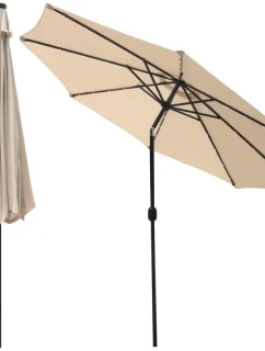 ZAHRADNÍ SLUNEČNÍK S LED OSVĚTLENÍM 300CM BÉŽOVÝ