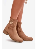 Dámské Botky Na Zip S Ozdobným Detalem Eko Semišové Béžové Lerioria