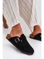 Semišové Dámské Pantofle S Přezkou Big Star RR274A384 Černé