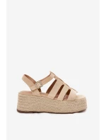 Dámské Sandály S Pásky A Pleteninou Béžové Pardauss