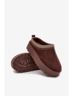 Dětské mládežnické sněhule s výšivkou na platformě čokoládové Jolisse