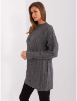 Tmavě šedý dámský svetr s manžetou
