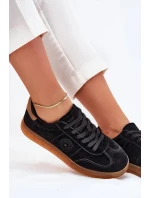 Dámské semišové tenisky na platformě Big Star – černé