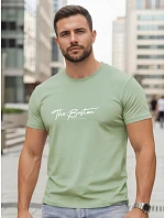 Pánské bavlněné tričko s potiskem „The Boston“, zelené, FashionStreet NX5129R