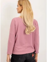 Volná dámská halenka ve špinavě růžové barvě se zavazováním na spodním okraji (4691)