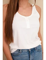 Dámská žebrovaná halenka na ramínkách s knoflíkem ecru Dámská žebrovaná halenka na ramínkách s knoflíkem ecru