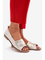 Kožené Elegantní Baletky S Odkrytými Prsty Zazoo 1865 Zlatý Ošoupaný Kožené Elegantní Baletky S Odkrytými Prsty Zazoo 1865 Zlatý Ošoupaný