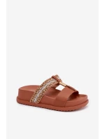 Dámské platformové sandály s pásky a zlatým detailem Camel Tahlia