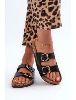 Černé dámské pantofle Fronila s přezkami Černé dámské pantofle Fronila s přezkami