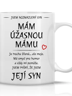 MÁM ÚŽASNOU MÁMU - klasický bílý keramický hrníček 300 ml