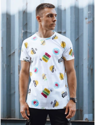 Pánské bílé tričko s potiskem FashionStreet RX5613