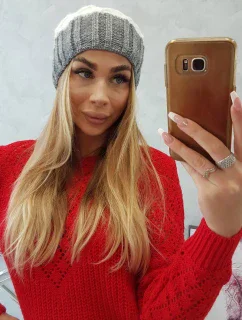 Milano fleecová čepice K203 ecru+grey