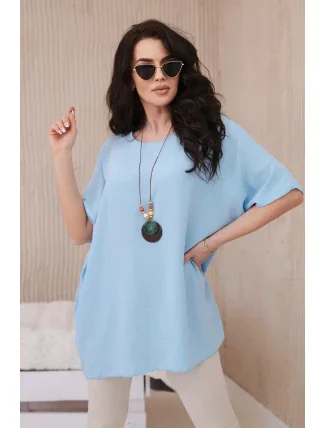 Oversized halenka s přívěskem modrý