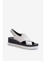 Zazoo 40256 Kožené Sandály Na Klinu Bílé