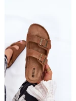 Semišové Dámské Pantofle Se Sponami Big Star RR274A394 Hnědé