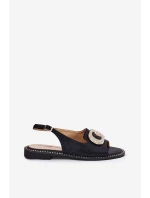 Dámské Sandály S Dekorativním Detailem Černé S.Barski KV51-081