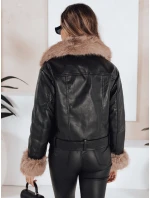 Dámská kožená bunda s kožešinou černá FashionStreet TY5210