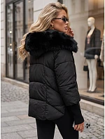 Dámská zimní prošívaná bunda s kožešinou, černá, FashionStreet TY5995 Dámská zimní prošívaná bunda s kožešinou, černá, FashionStreet TY5995
